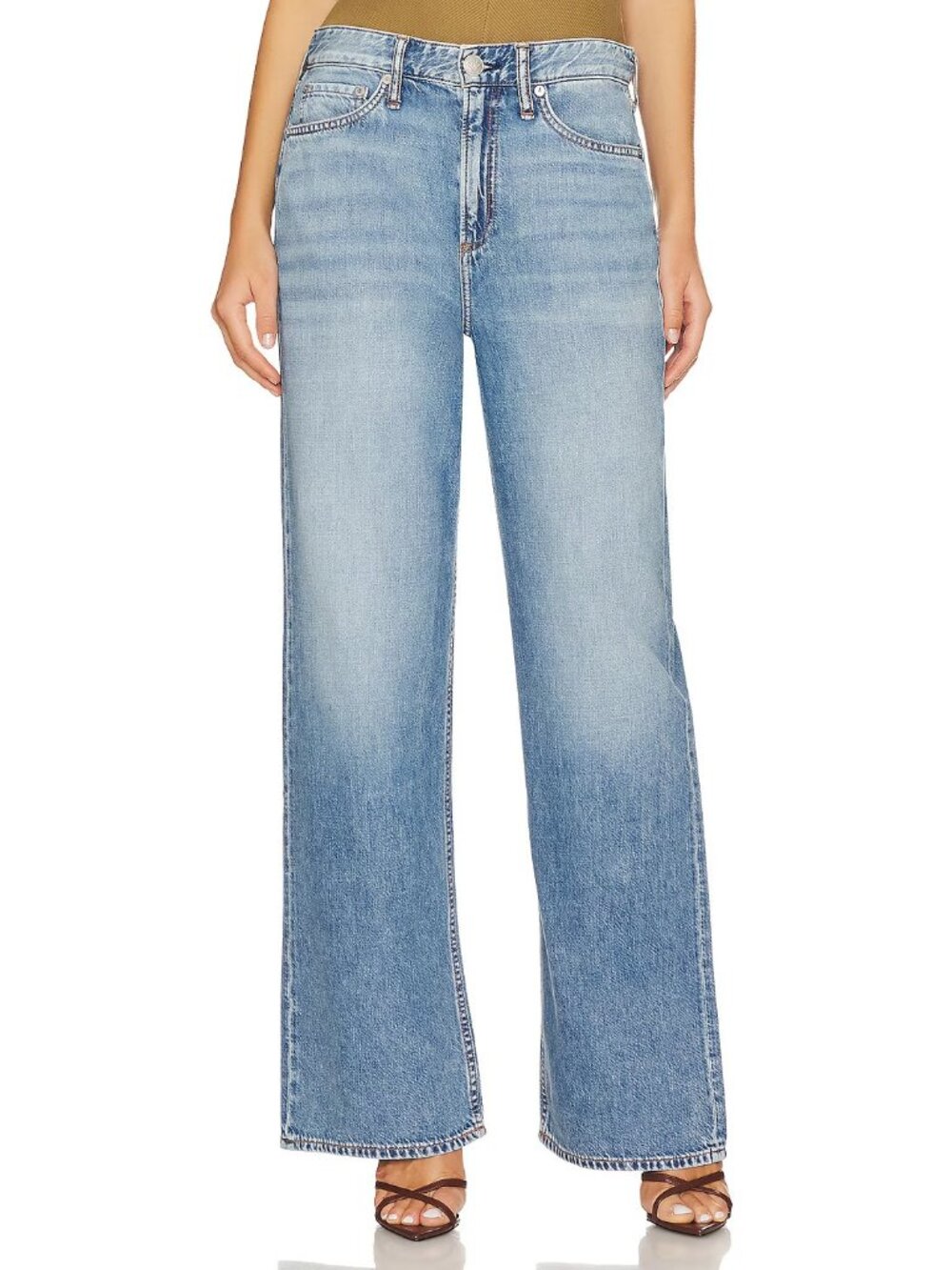 NWT rag & bone Logan in Augrey Mid Rise Wide Leg Featherweight Denim Jeans 31